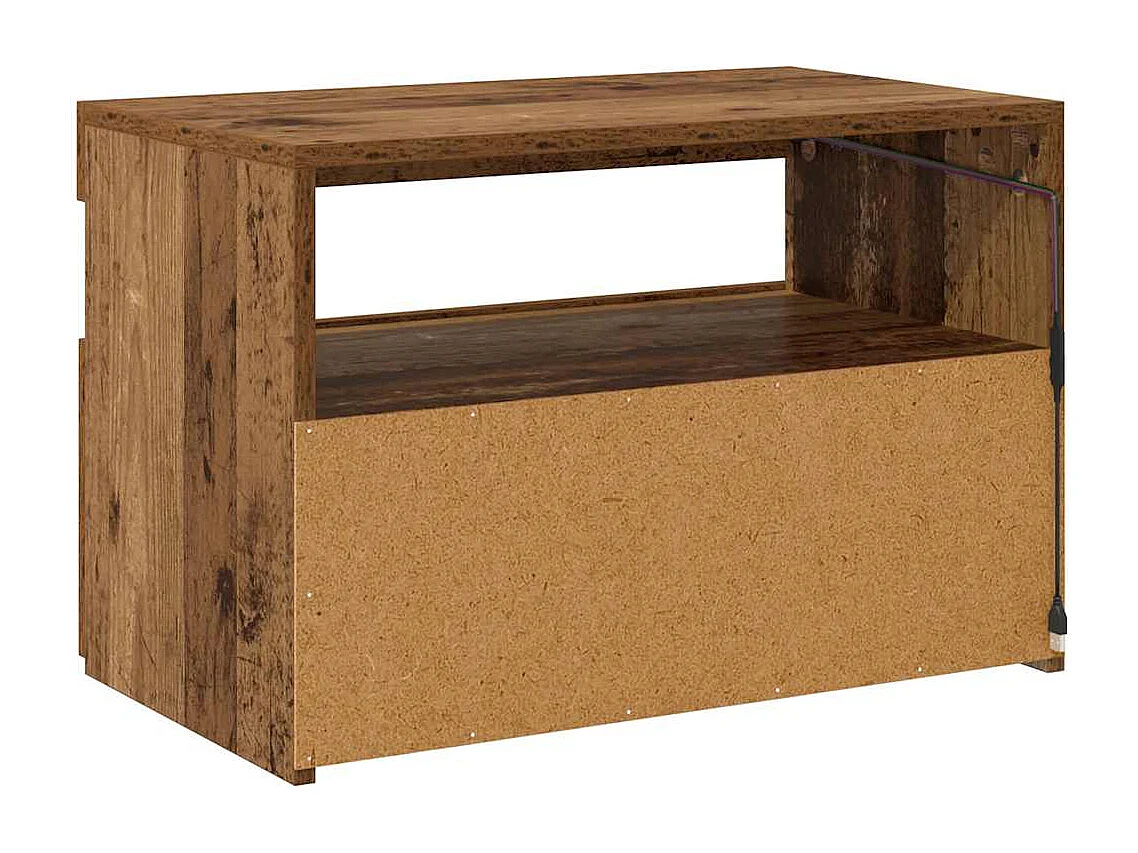 Meuble TV avec lumières LED vieux bois bois d'ingénierie