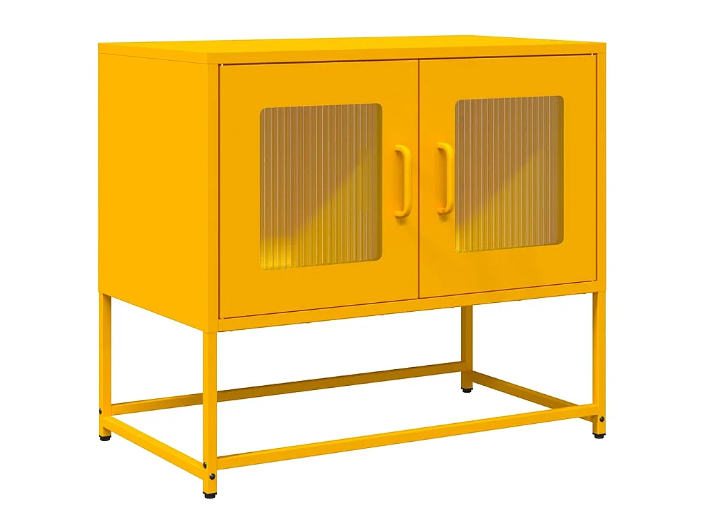 Meuble TV jaune moutarde 68x39x60,5 cm acier laminé à froid