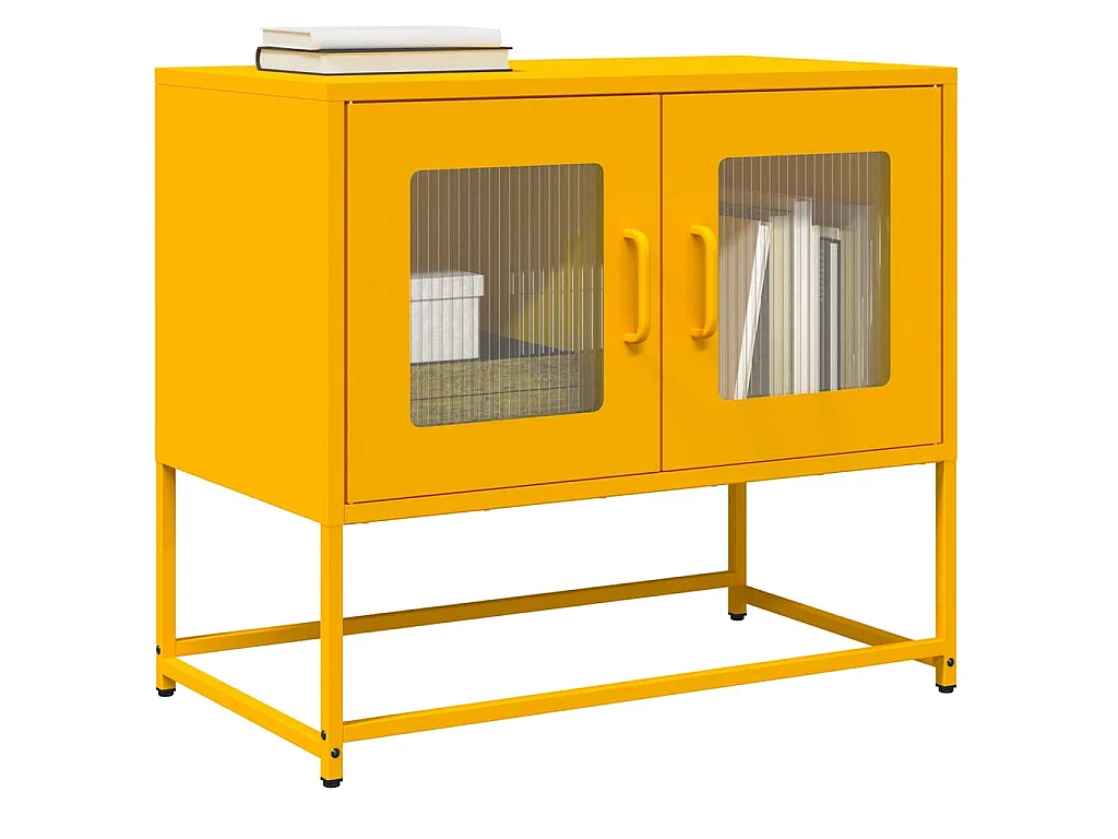 Meuble TV jaune moutarde 68x39x60,5 cm acier laminé à froid