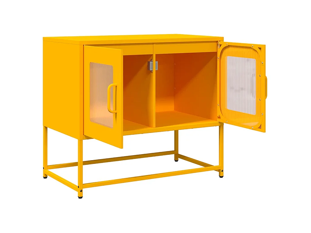 Meuble TV jaune moutarde 68x39x60,5 cm acier laminé à froid