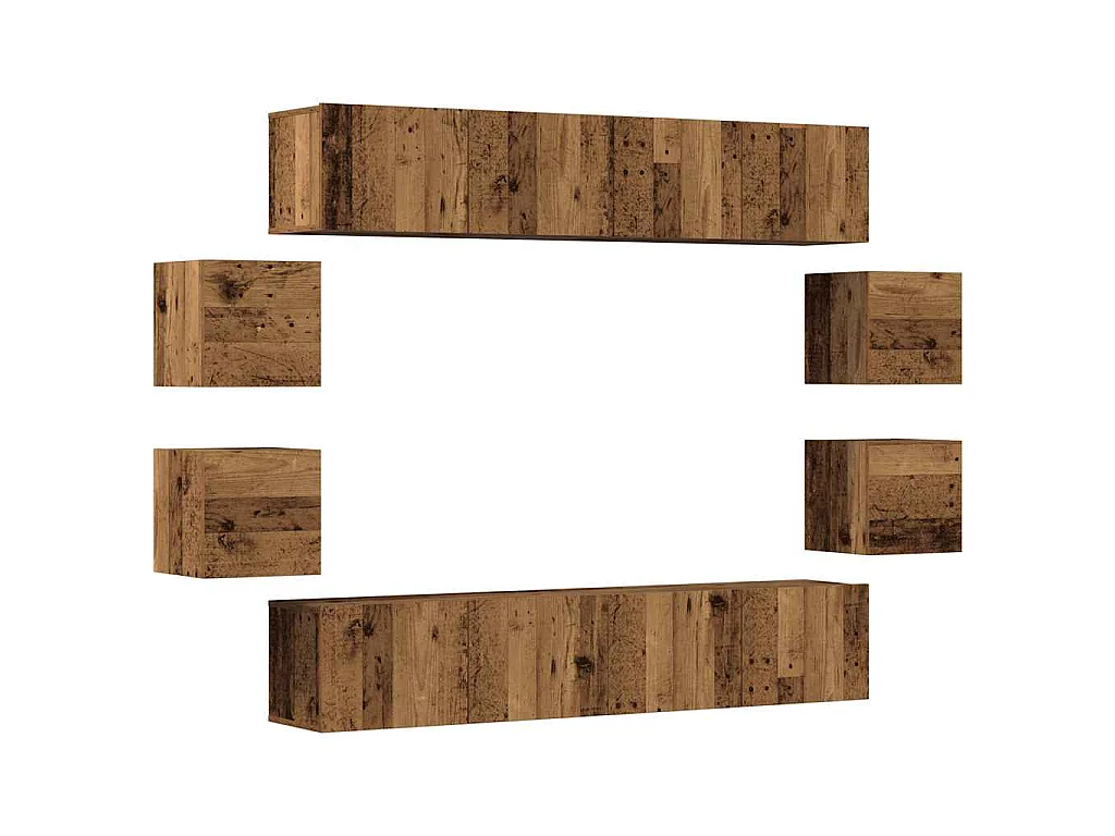 8-tlg. TV-Schrank-Set Wandmontage Altholz-Optik Holzwerkstoff