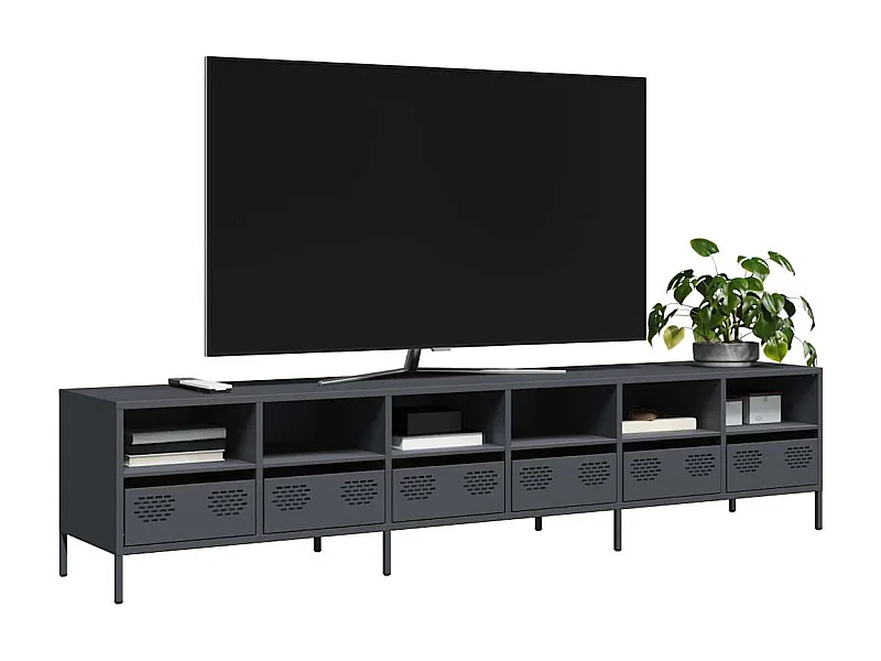 Móvel de TV 202x39x43,5 cm aço laminado a frio antracite