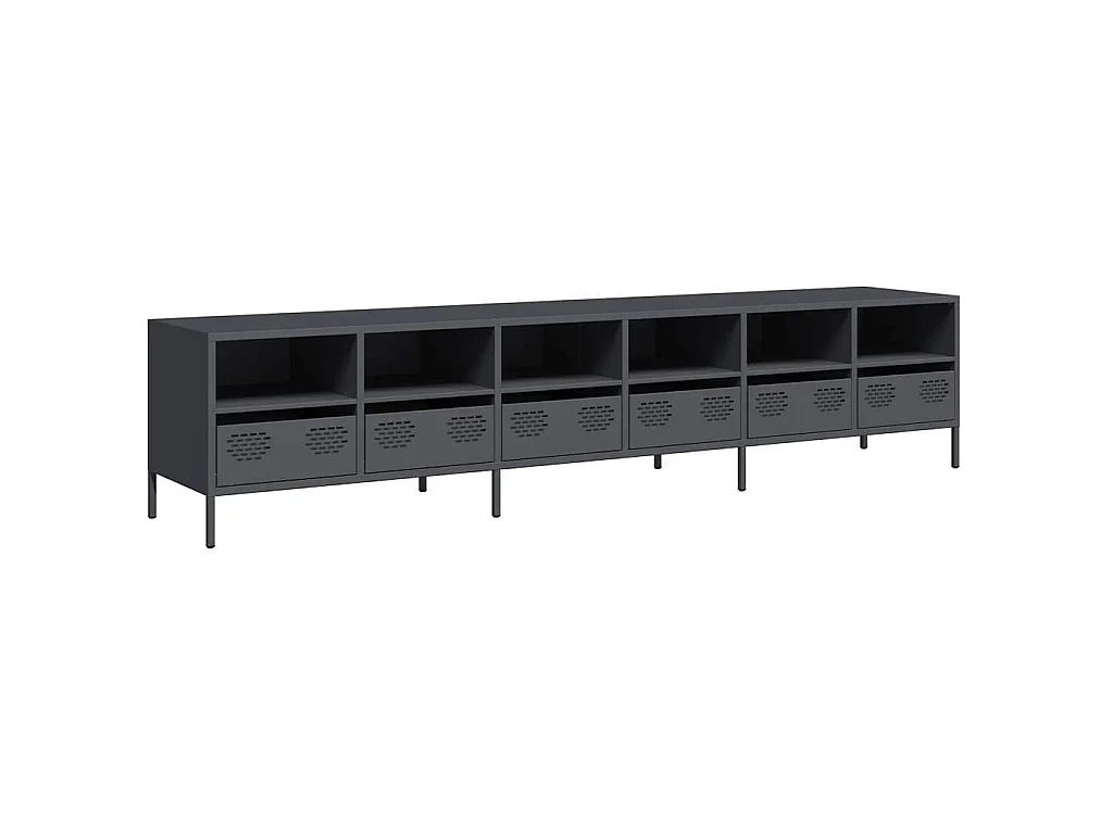 Meuble TV anthracite 202x39x43,5 cm acier laminé à froid