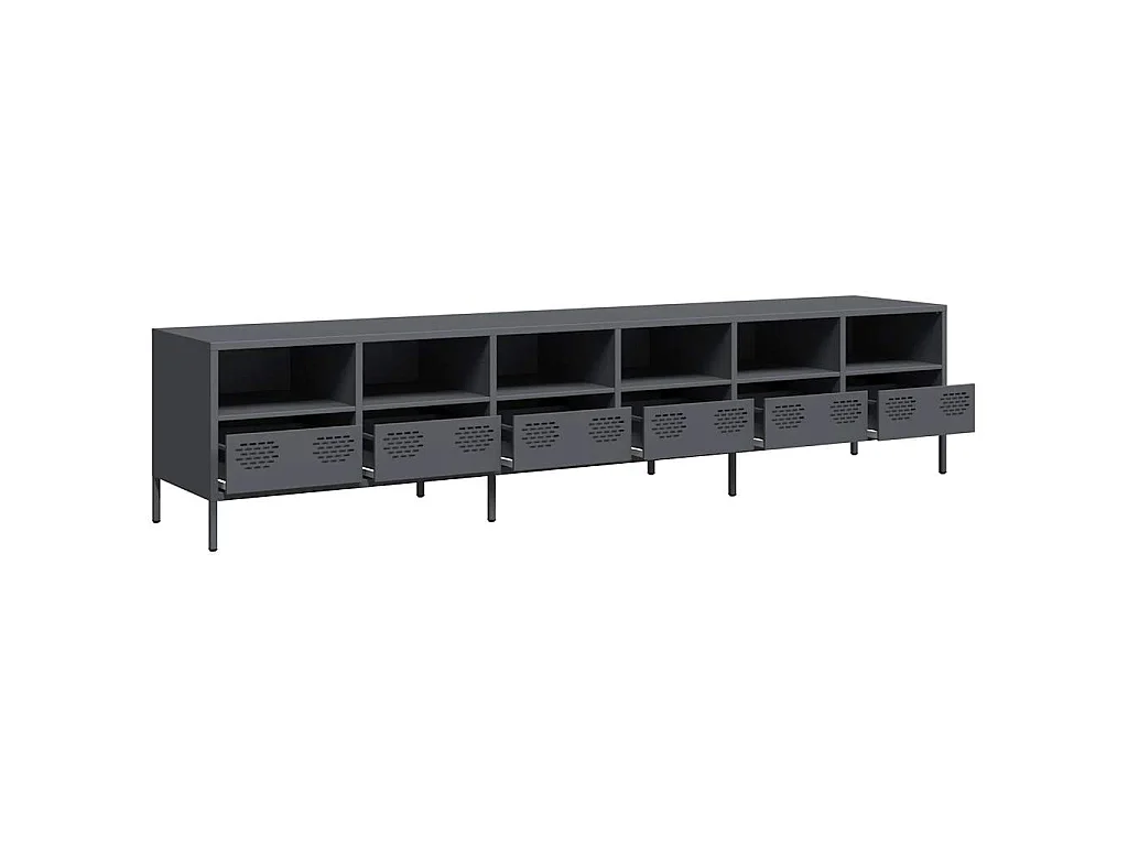 Meuble TV anthracite 202x39x43,5 cm acier laminé à froid