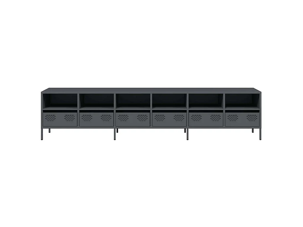 Meuble TV anthracite 202x39x43,5 cm acier laminé à froid