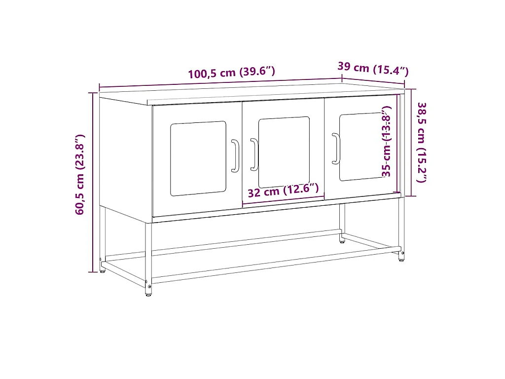 Meuble TV blanc 100,5x39x60,5 cm acier laminé à froid