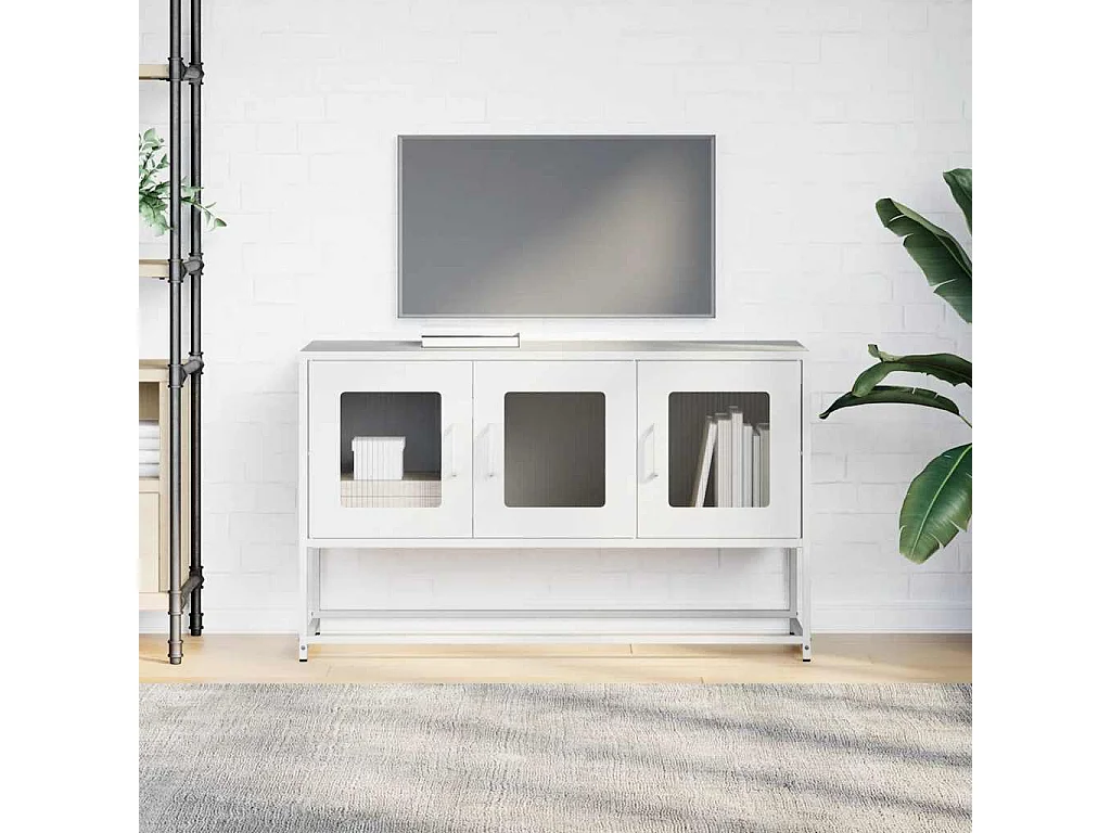 Meuble TV blanc 100,5x39x60,5 cm acier laminé à froid