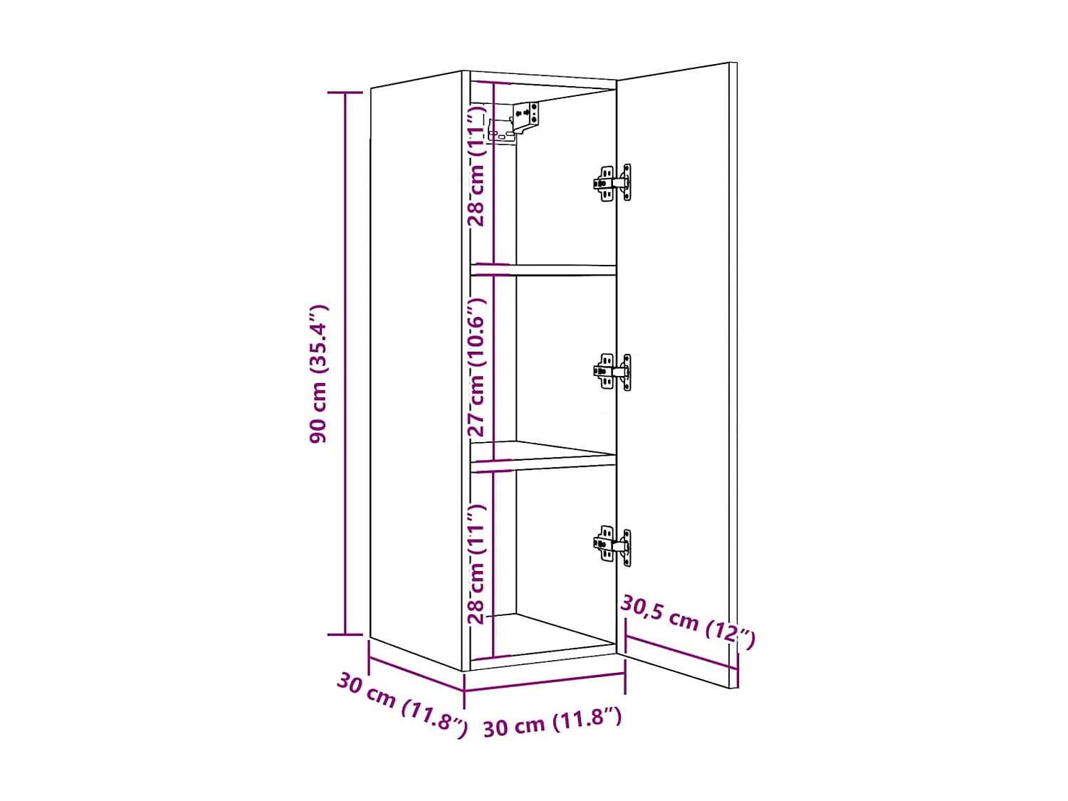 Tv-meubel 30,5x30x90 cm bewerkt hout oud houtkleurig