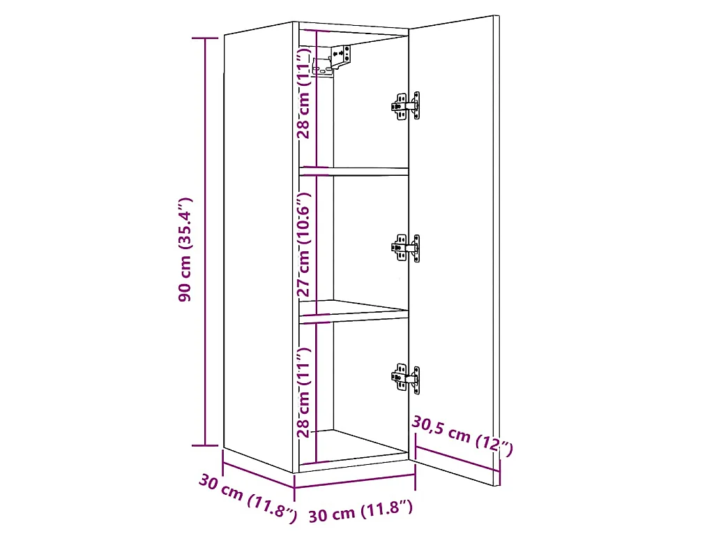 Mueble para TV madera de ingeniería envejecida 30,5x30x90 cm