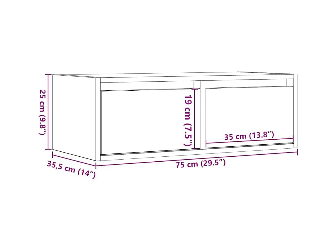 TV-Schrank mit LED-Leuchten Schwarz Eichen-Optik 75x35,5x25 cm