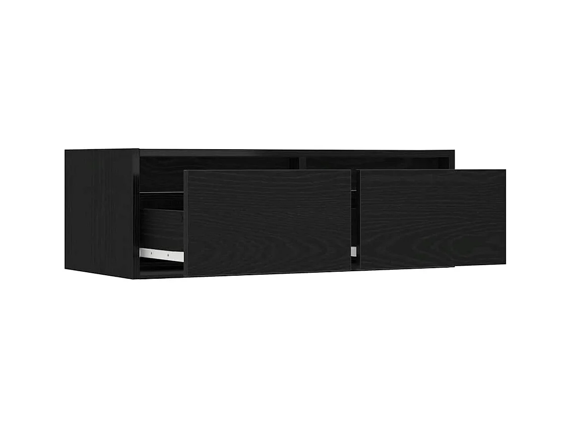 TV-Schrank mit LED-Leuchten Schwarz Eichen-Optik 75x35,5x25 cm
