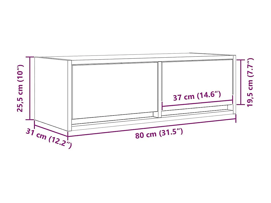 Meuble TV vieux bois 80x31x25,5 cm bois d'ingénierie