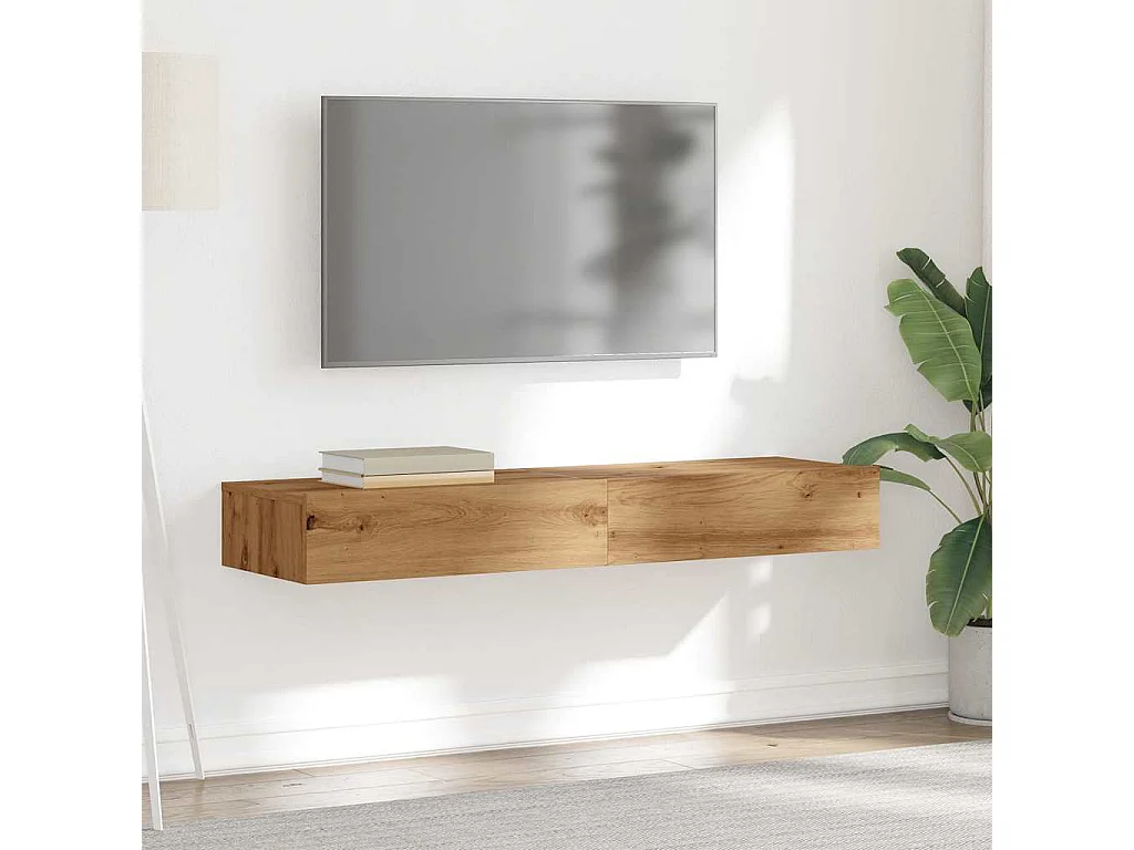 TV-Schränke mit LED-Leuchten 2 Stk. Artisan-Eiche 60x35x15,5 cm