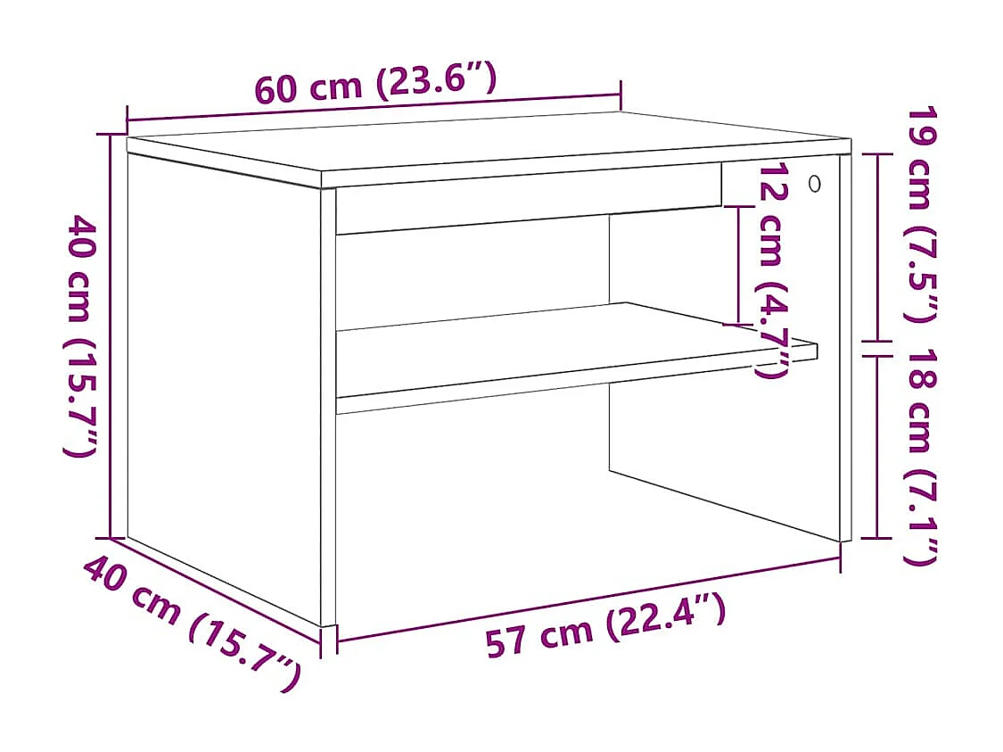 Meuble TV vieux bois 60x40x40 cm bois d'ingénierie