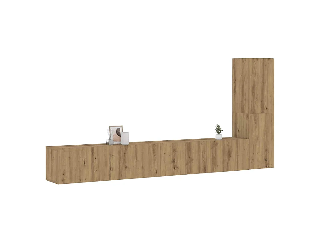 Meubles TV muraux 3 pcs chêne artisanal bois d'ingénierie