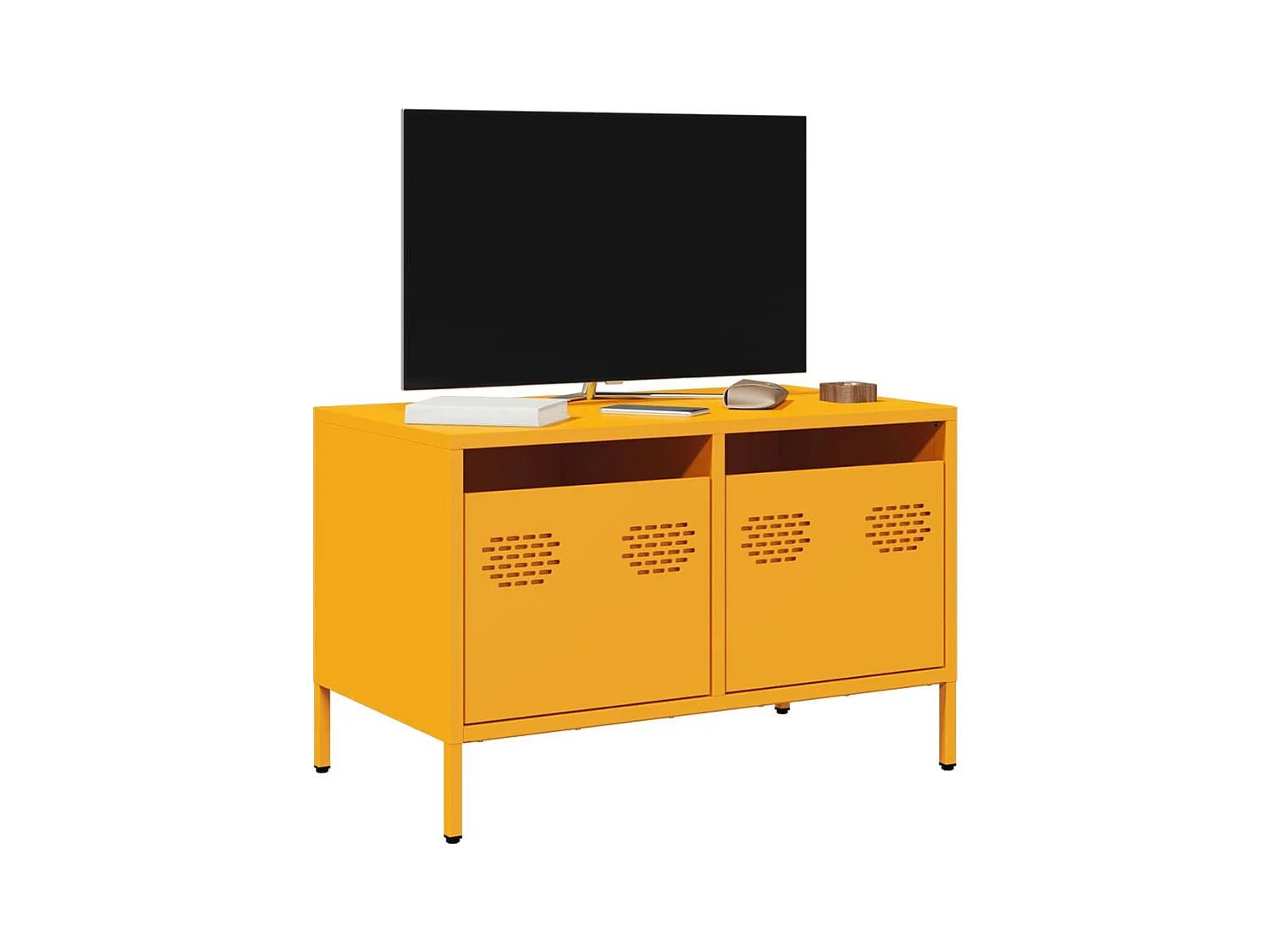 Meuble TV jaune moutarde 68x39x43,5 cm acier laminé à froid