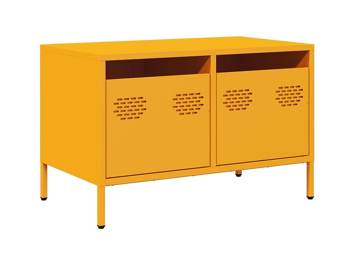 Meuble TV jaune moutarde 68x39x43,5 cm acier laminé à froid