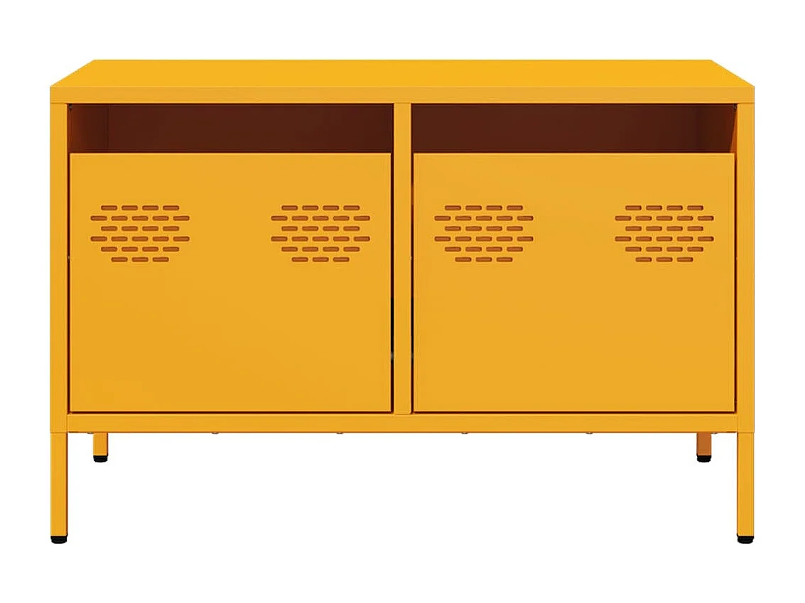 Meuble TV jaune moutarde 68x39x43,5 cm acier laminé à froid