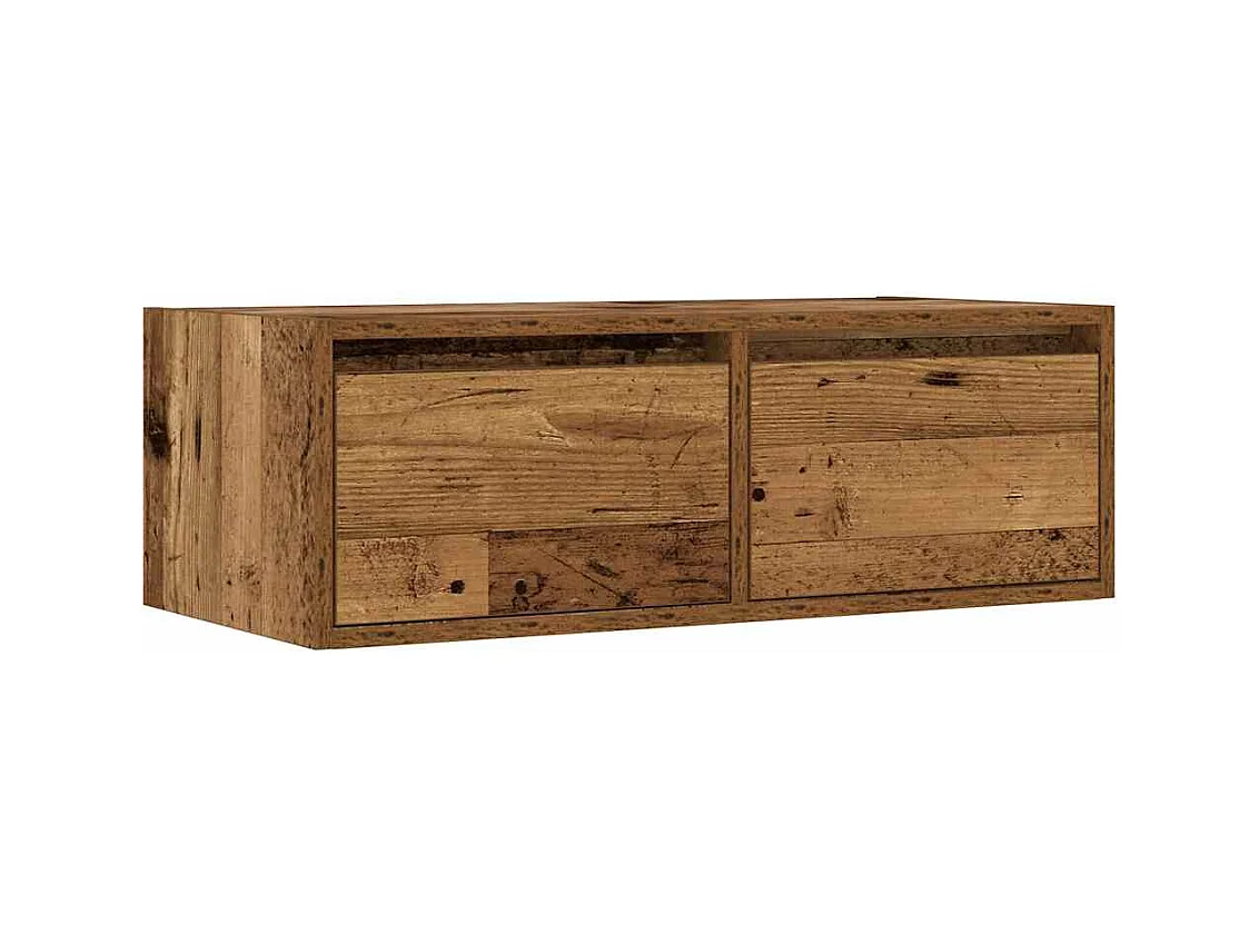 Meuble TV avec lumières LED vieux bois 75x35,5x25 cm