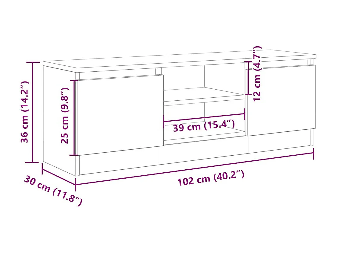TV-Schrank Altholz-Optik 102x30x36 cm Holzwerkstoff