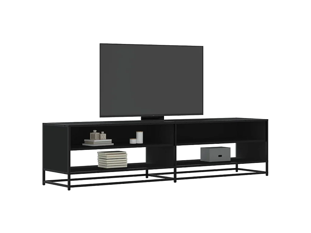 Meuble TV noir 180,5x40x46 cm bois d'ingénierie