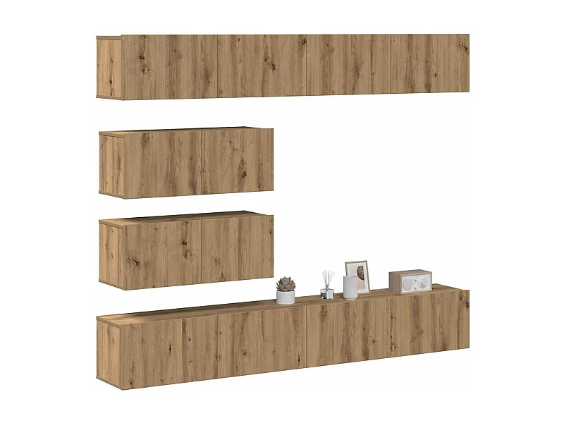 Conjunto de armário TV parede 6 pcs madeira carvalho artisiano