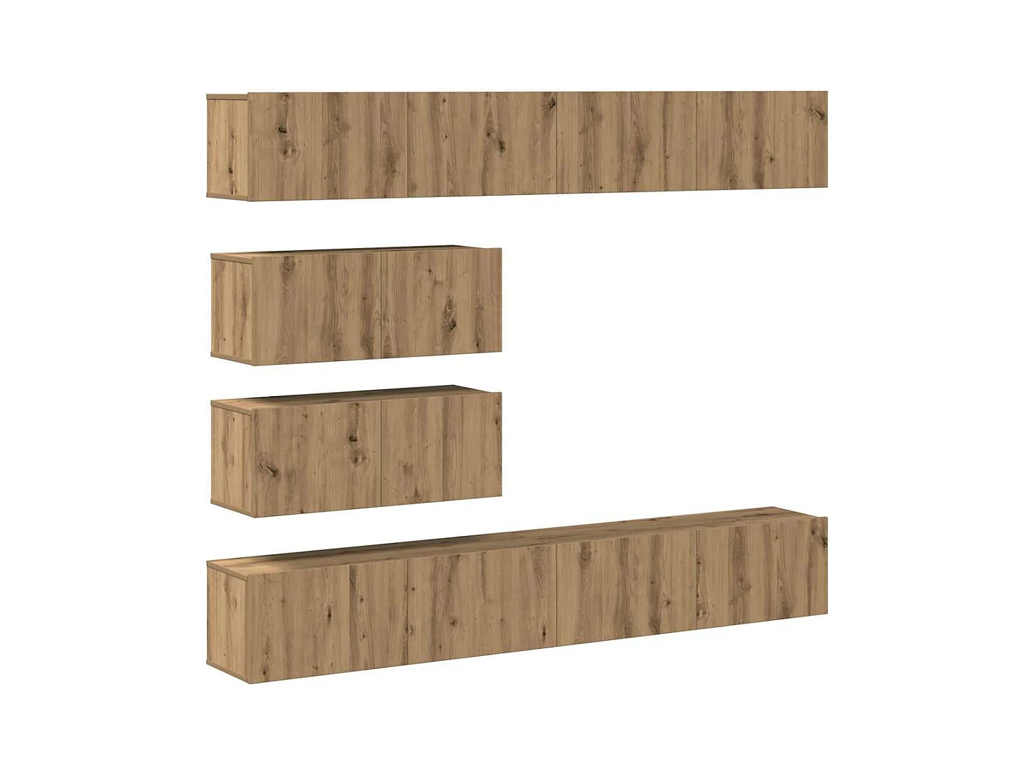 Mueble para TV de pared madera contrachapada artesanal 6 piezas