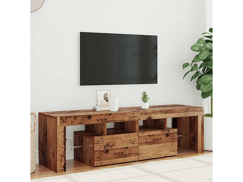 TV-Schrank mit LED Altholz-Optik 140x36,5x40 cm Holzwerkstoff