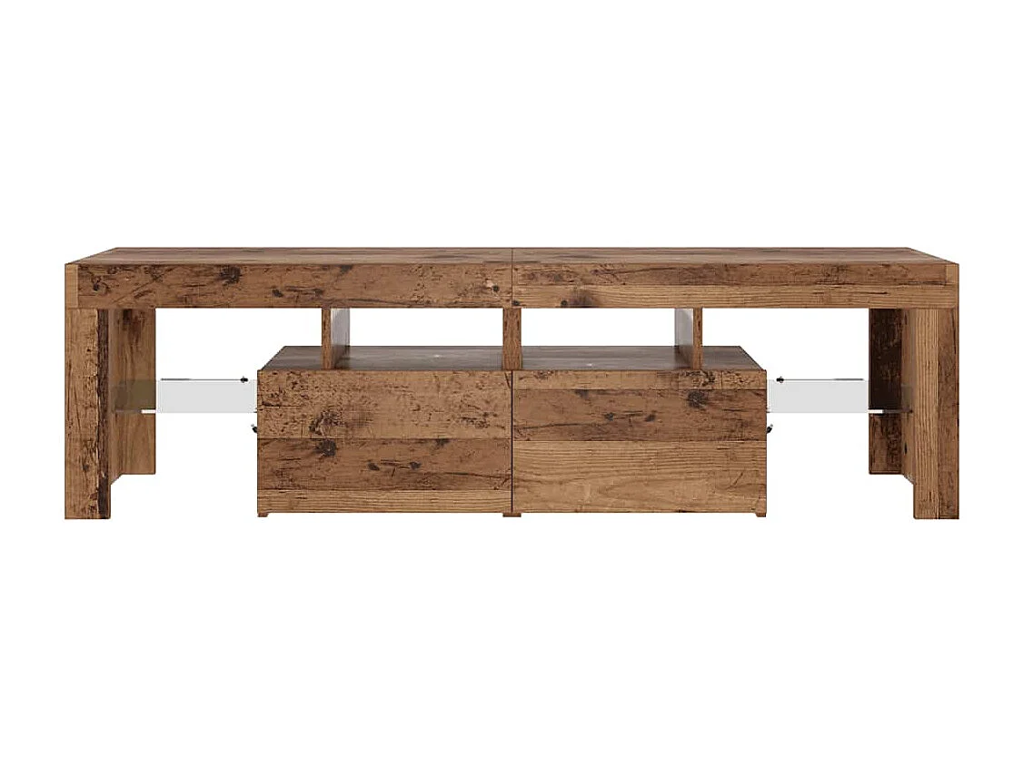 Meuble TV avec lumières LED vieux bois bois d'ingénierie