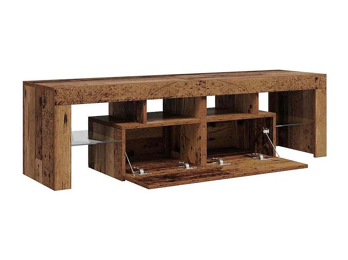 Meuble TV avec lumières LED vieux bois bois d'ingénierie