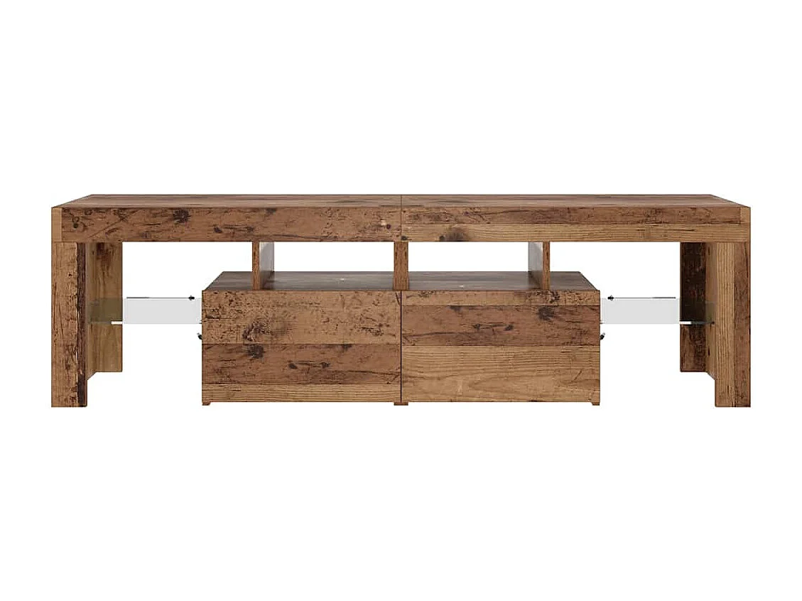 Meuble TV avec lumières LED vieux bois bois d'ingénierie