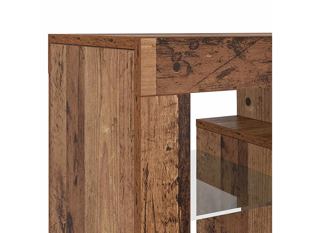 Mueble TV luces LED madera ingeniería envejecida 140x36,5x40 cm