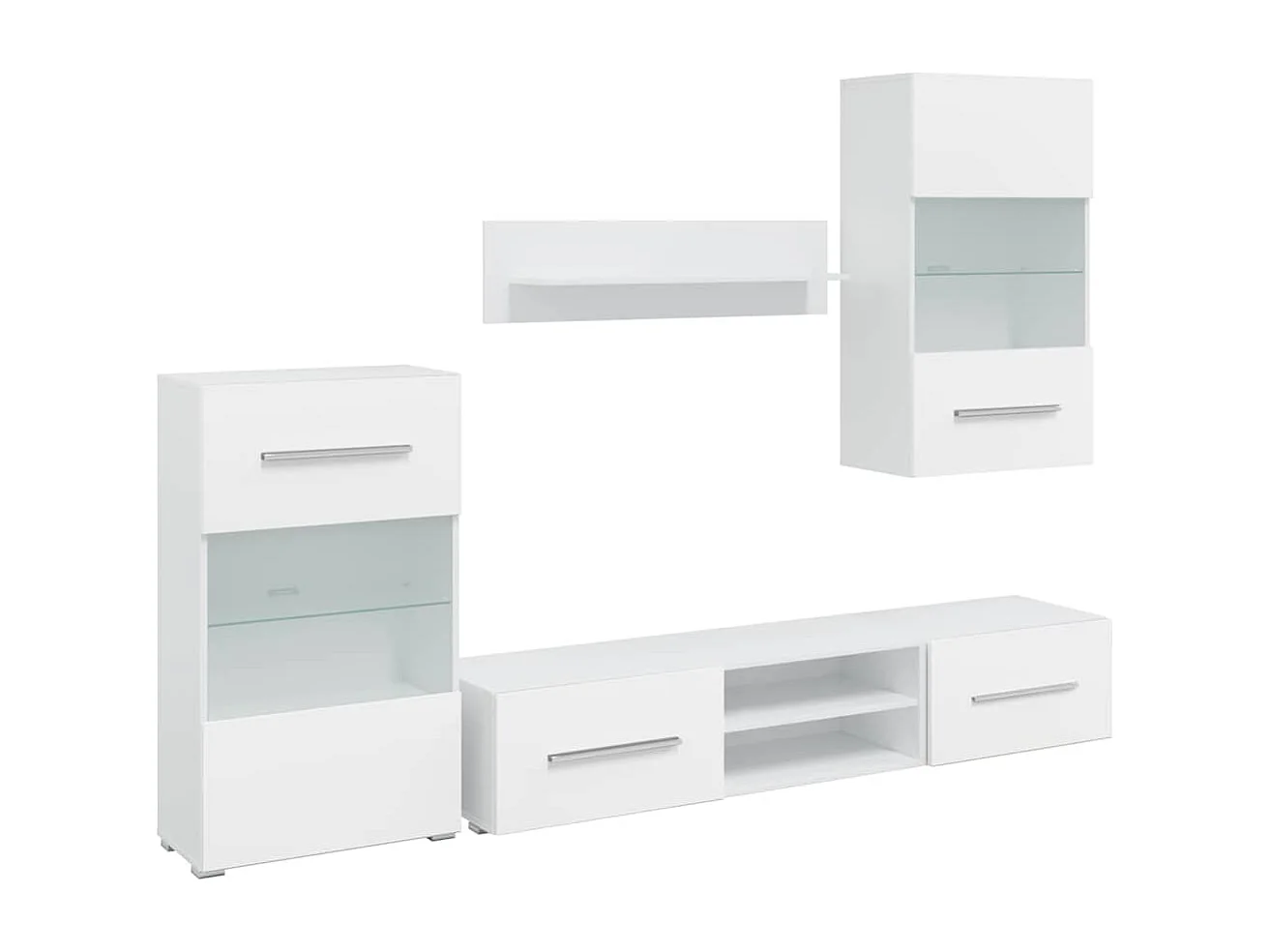 Muebles para TV 5 piezas con iluminación LED blanco mate