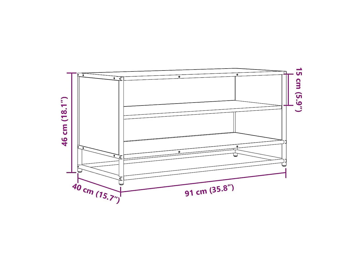 Meuble TV chêne sonoma 91x40x46 cm bois d'ingénierie et métal