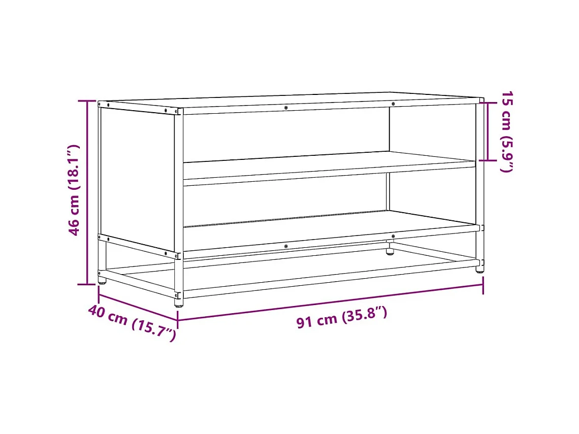 Meuble TV chêne sonoma 91x40x46 cm bois d'ingénierie et métal