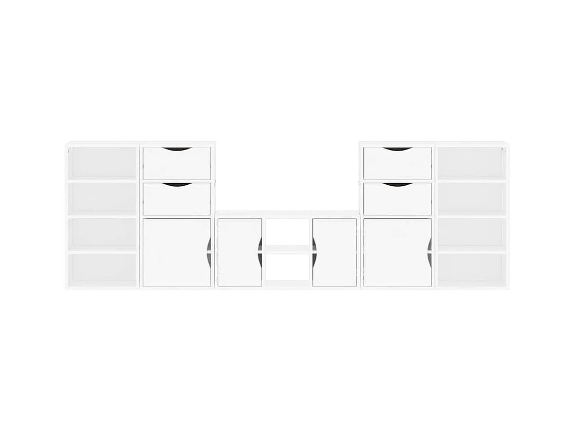 Meubles TV 5 pcs avec rangement ODDA blanc bois de pin massif