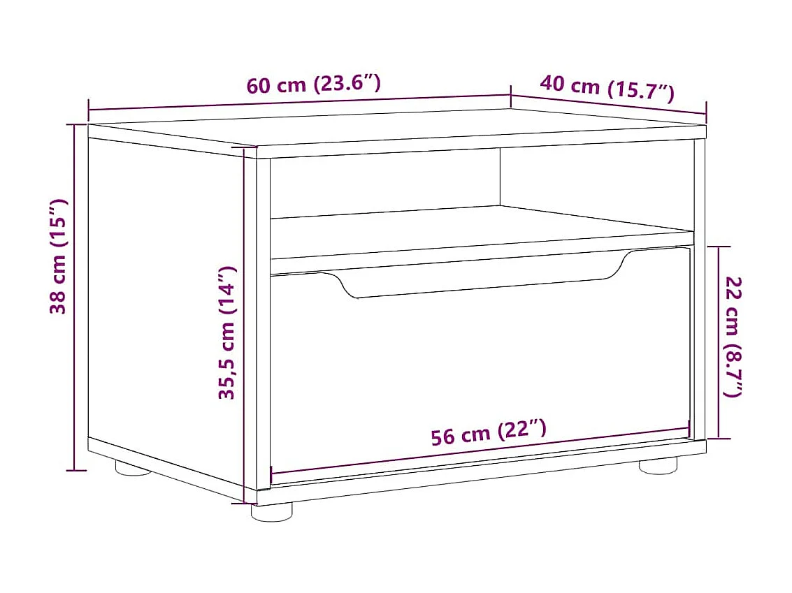Tv-meubel VISNES 60x40x38 cm bewerkt hout sonoma eikenkleurig