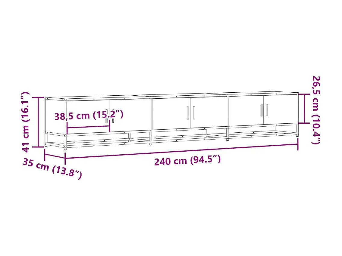 Meuble TV chêne sonoma 240x35x41 cm bois d'ingénierie