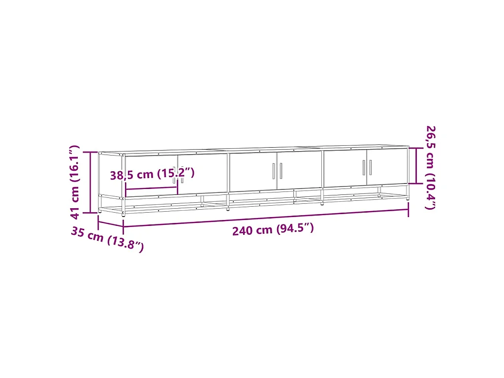 Meuble TV chêne sonoma 240x35x41 cm bois d'ingénierie