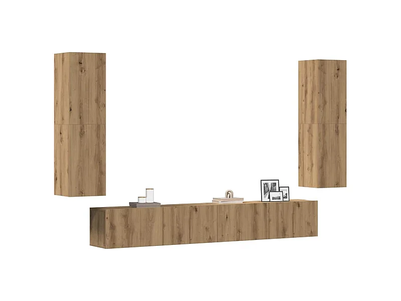 Meubles TV muraux 4 pcs chêne artisanal bois d'ingénierie