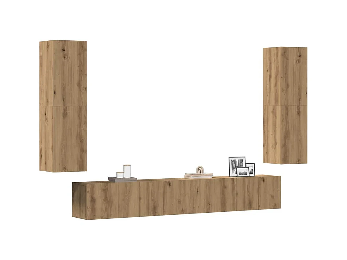 Meubles TV muraux 4 pcs chêne artisanal bois d'ingénierie