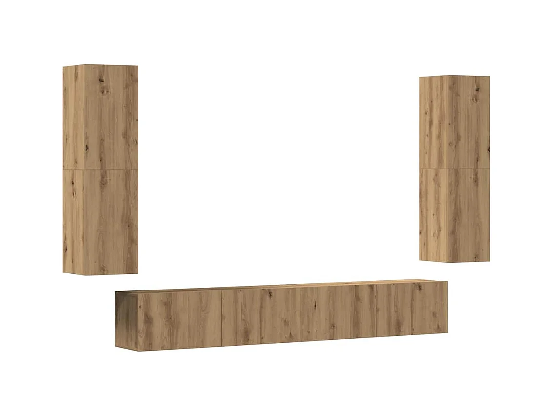 Meubles TV muraux 4 pcs chêne artisanal bois d'ingénierie