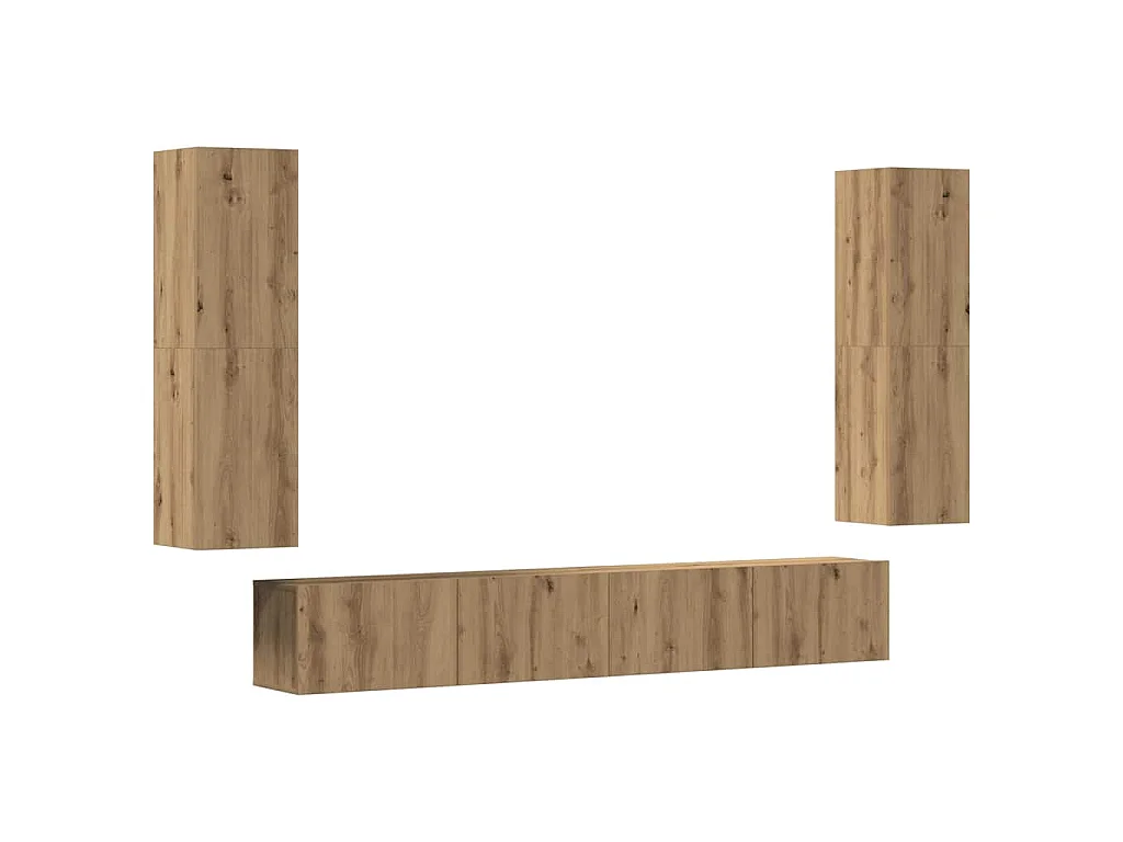 armários TV montados na parede 4 pcs madeira carvalho artisiano