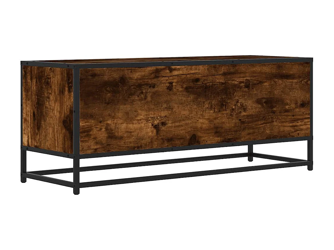 Meuble TV chêne fumé 100x34,5x40 cm bois d'ingénierie et métal