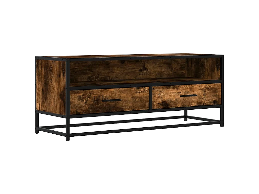 TV-Schrank Räuchereiche 100x34,5x40 cm Holzwerkstoff und Metall