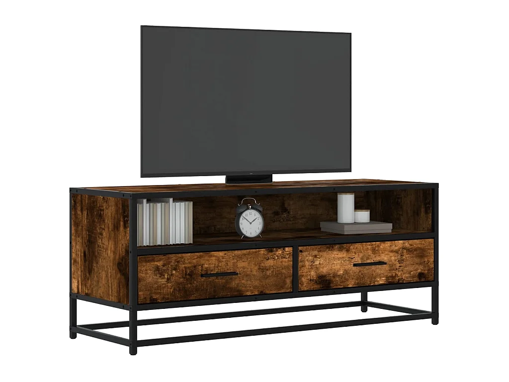 TV-Schrank Räuchereiche 100x34,5x40 cm Holzwerkstoff und Metall