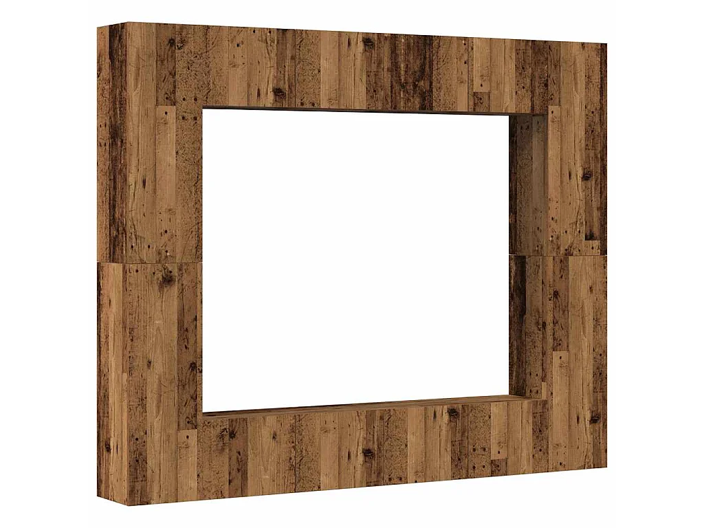 8-delig Tv-meubelset wandmontage bewerkt hout oud houtkleurig