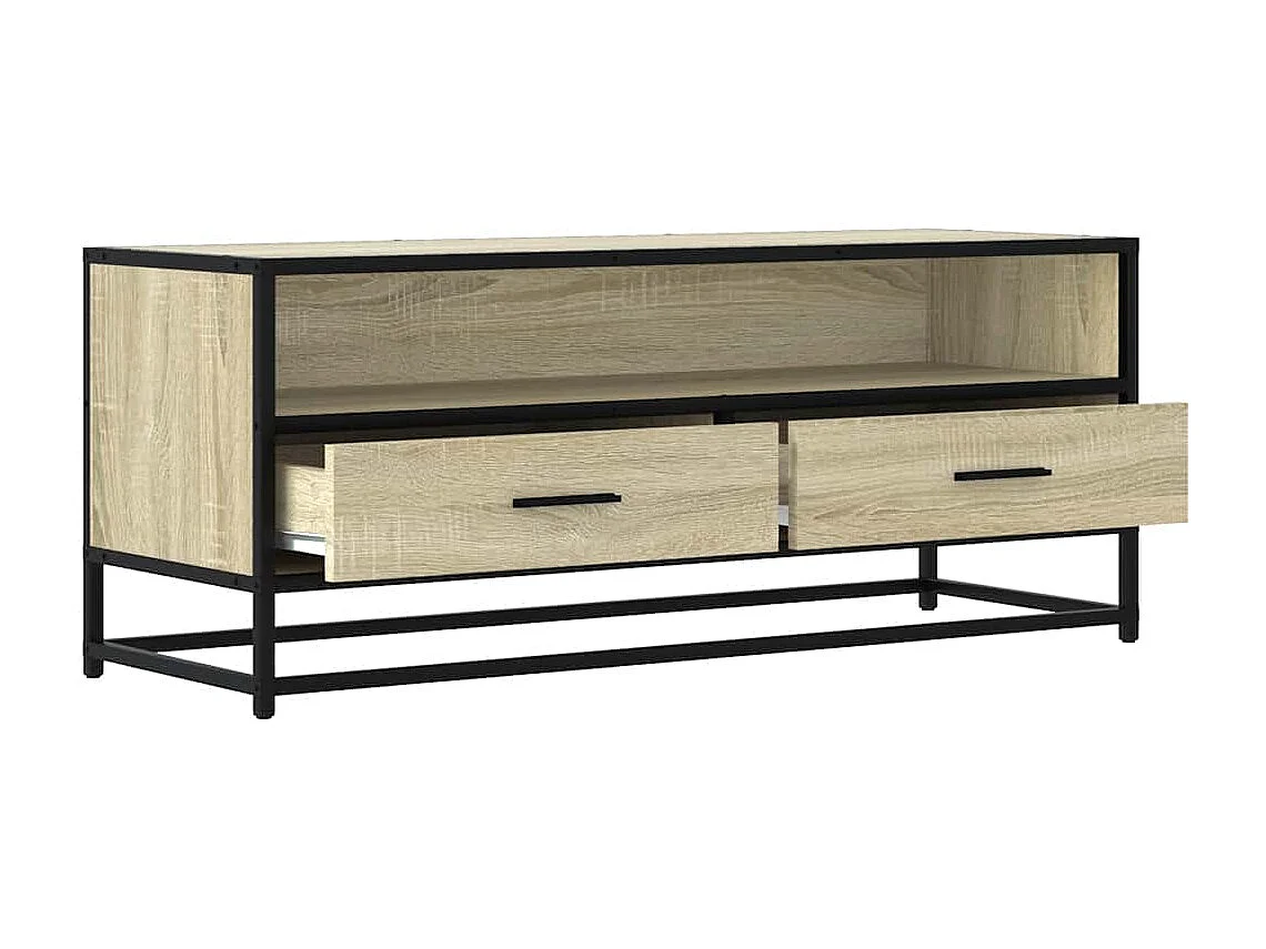 Meuble TV chêne sonoma 100x34,5x40cm bois d'ingénierie et métal