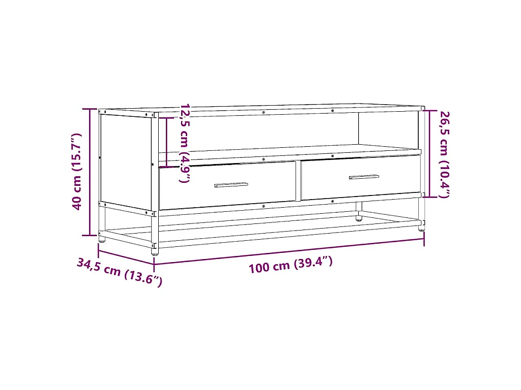 TV-Schrank Sonoma-Eiche 100x34,5x40 cm Holzwerkstoff und Metall