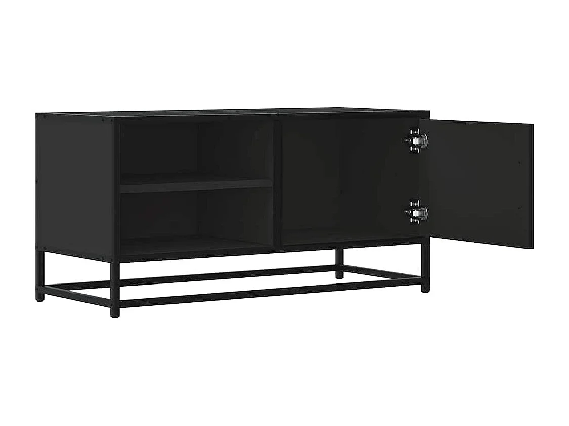 Tv-meubel 80x34,5x40 cm bewerkt hout en metaal zwart